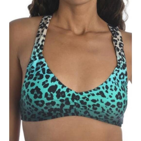 La Blanca Aquamarine Dip Into The Wild Shirred Strap Bikini Top 10 NWT - Picture 1 of 3
